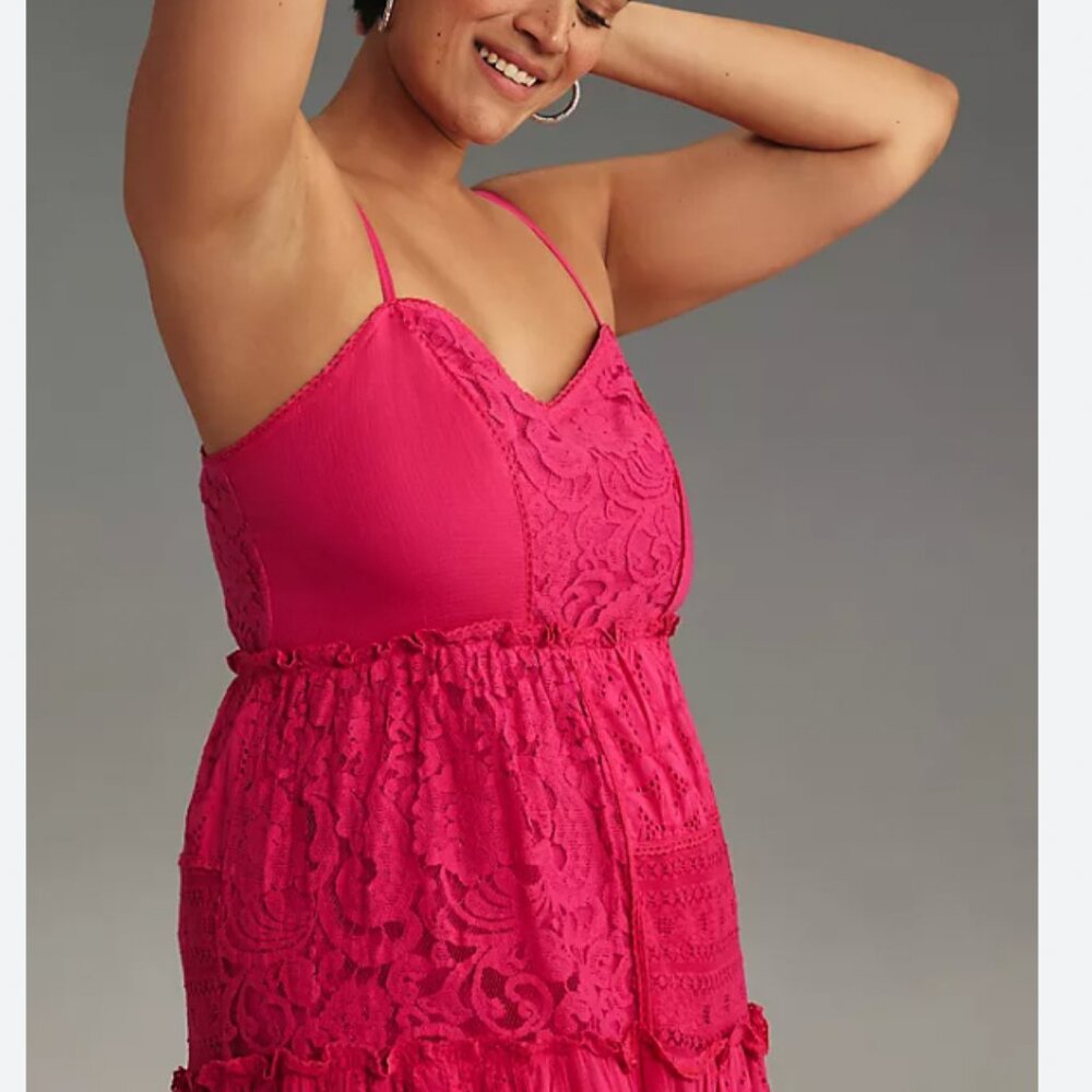 Anthropologie Pink Lace Maxi Dress - Picture 3 of 16